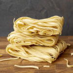 italian pasta on a wooden table