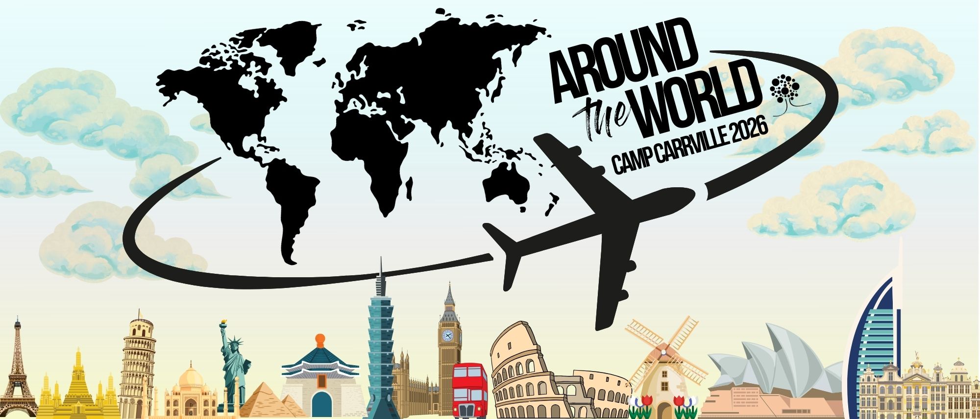 Around the world Camp Carrville Header Graphic
